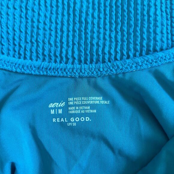 NWT Aerie Crinkle Ring Full Coverage One Piece Swimsuit Coquillo Swim Size M - Picture 7 of 8